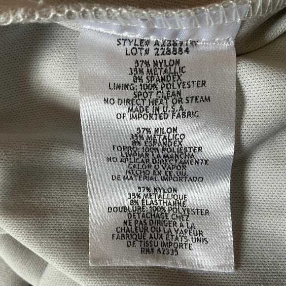 Betsy & Adam Long Sleeve Sheath Cocktail Dress Size 18W Silver Metallic Mini - Picture 11 of 14